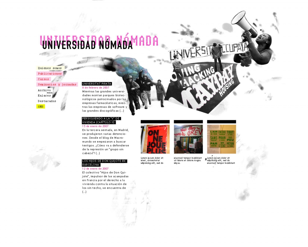 Portada de la web de la Universidad Nómada
