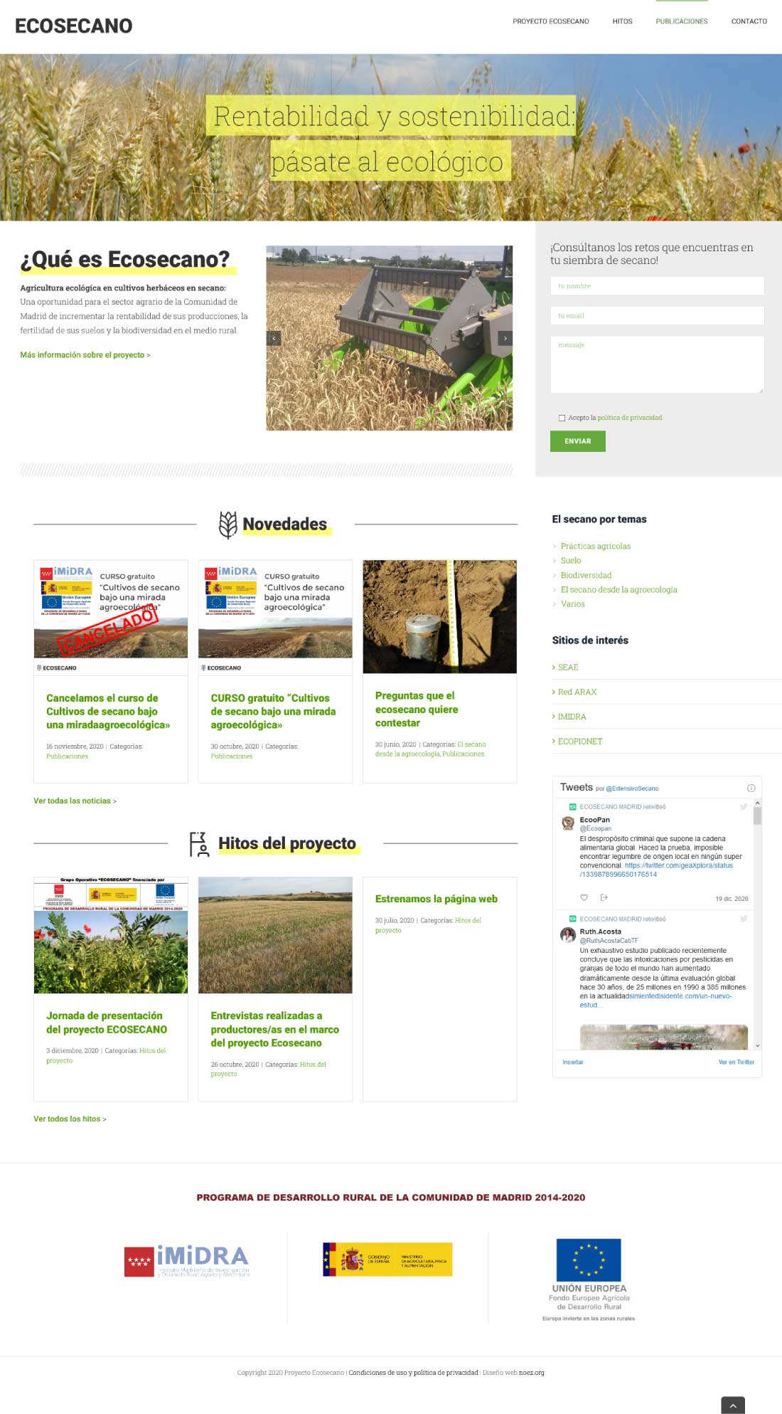 Ecosecano.org , página de inicio